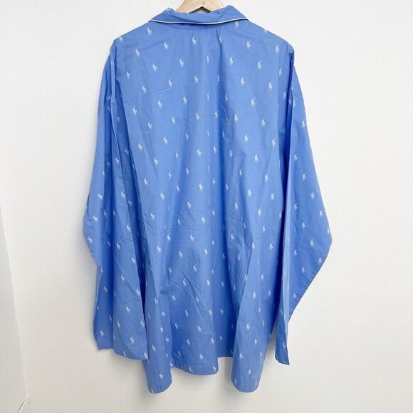 Polo Ralph Lauren Men's All Over Polo Player Pajama Shirt Top Blue Sz 3XT NWT - Picture 3 of 6
